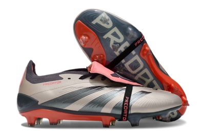 Unisex Adidas Predator Elite Foldover Tongue FG Firm Ground Low-Tops Football Boots - Brown/Red/Black
