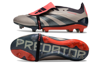 Unisex Adidas Predator Elite Foldover Tongue FG Firm Ground Low-Tops Football Boots - Brown/Red/Black