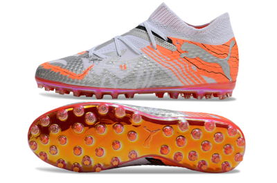 Unisex Puma Future Ultimate MG Multi Ground Low-Tops Football Boots - Silver/White/Orange