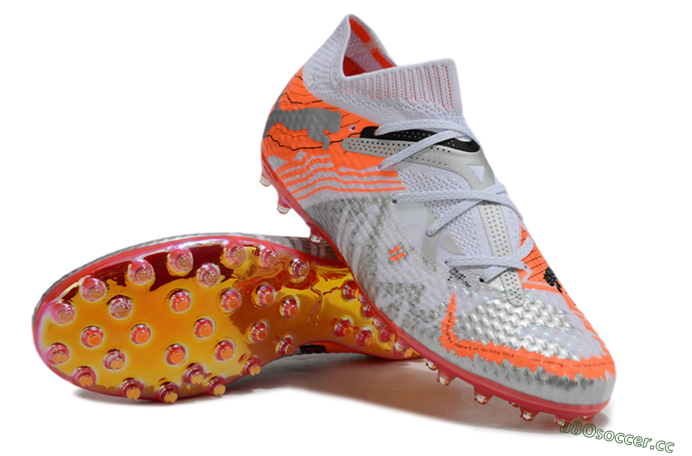 Unisex Puma Future Ultimate MG Multi Ground Low-Tops Football Boots - Silver/White/Orange 3