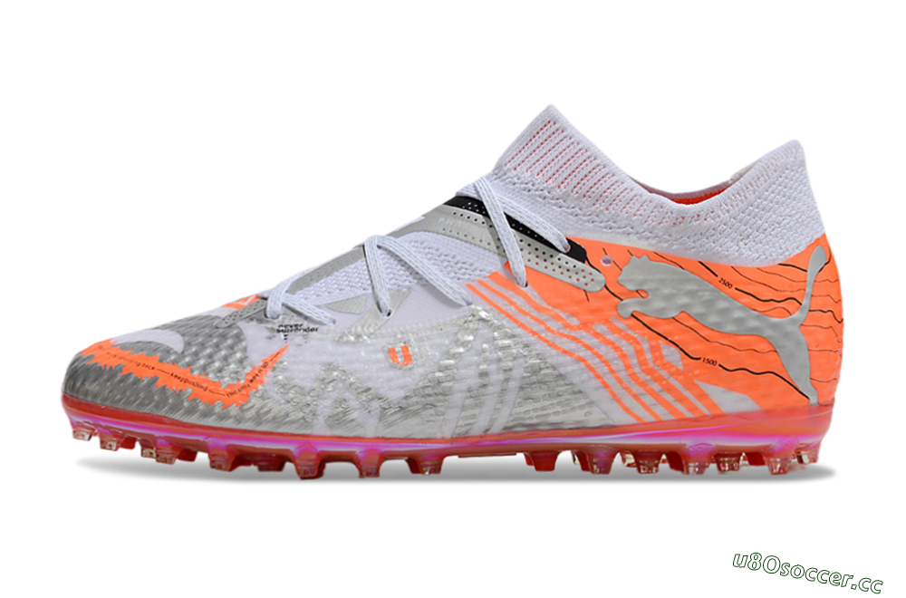 Unisex Puma Future Ultimate MG Multi Ground Low-Tops Football Boots - Silver/White/Orange 0