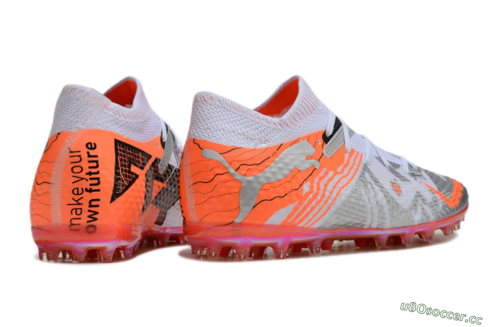 Unisex Puma Future Ultimate MG Multi Ground Low-Tops Football Boots - Silver/White/Orange 6