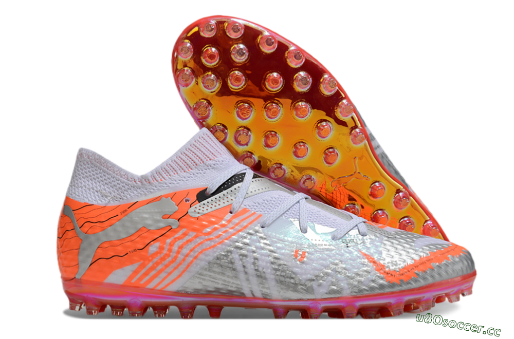 Unisex Puma Future Ultimate MG Multi Ground Low-Tops Football Boots - Silver/White/Orange 2