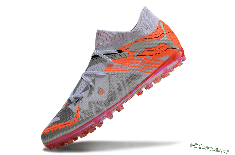 Unisex Puma Future Ultimate MG Multi Ground Low-Tops Football Boots - Silver/White/Orange 5