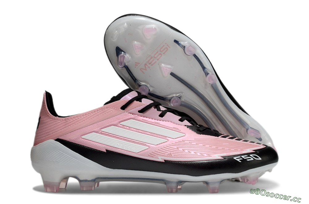 Men's Messi x Adidas F50 Elite FG Firm Ground Low-Tops Football Boots - Pink/Black/White 2