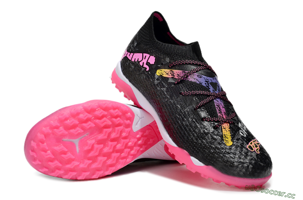 Men's Powercat Tokyo Match x Puma Future Ultimate TF Artificial Turf Low-Tops Football Shoes - Black/Pink/Yellow 3