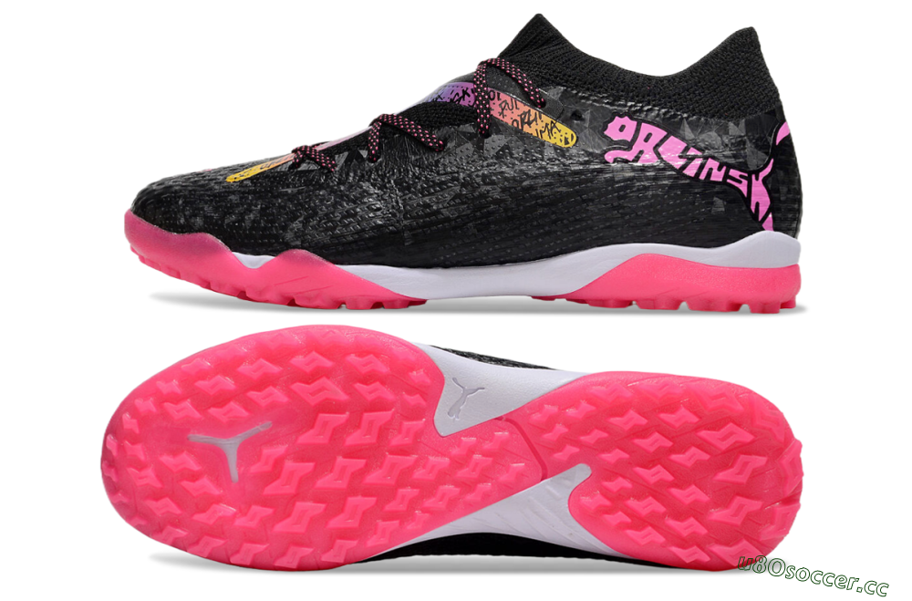 Men's Powercat Tokyo Match x Puma Future Ultimate TF Artificial Turf Low-Tops Football Shoes - Black/Pink/Yellow 1