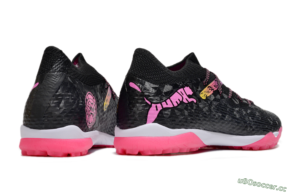 Men's Powercat Tokyo Match x Puma Future Ultimate TF Artificial Turf Low-Tops Football Shoes - Black/Pink/Yellow 6