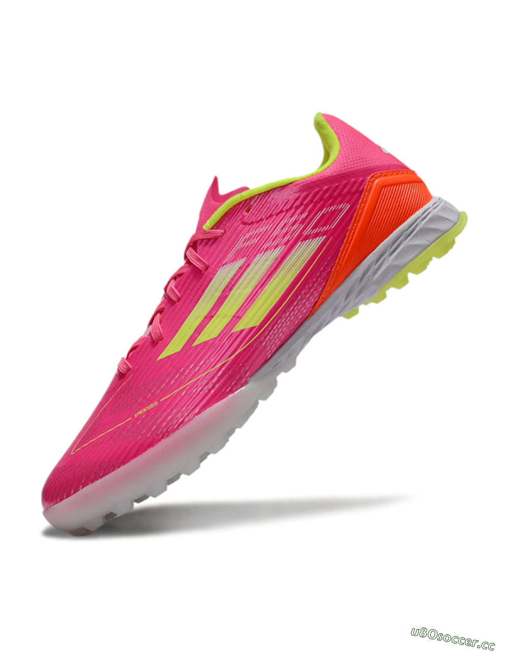 Unisex Adidas F50 Pro TF Artificial Turf Low-Tops Football Shoes - Pink/Yellow/White 5