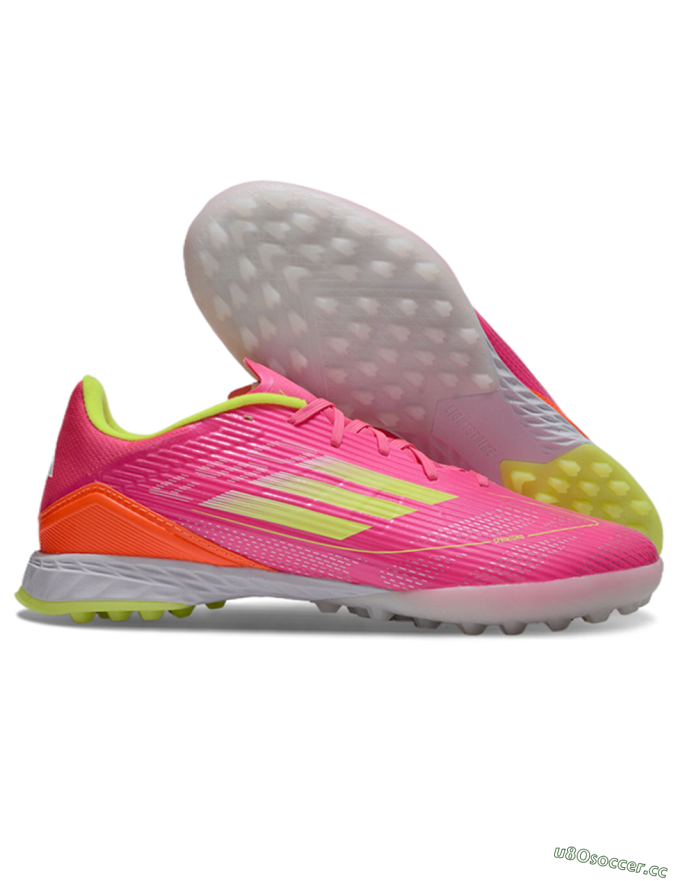 Unisex Adidas F50 Pro TF Artificial Turf Low-Tops Football Shoes - Pink/Yellow/White 2