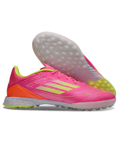 Unisex Adidas F50 Pro TF Artificial Turf Low-Tops Football Shoes - Pink/Yellow/White