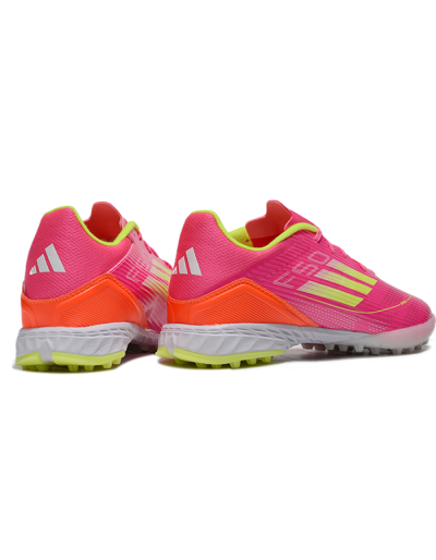 Unisex Adidas F50 Pro TF Artificial Turf Low-Tops Football Shoes - Pink/Yellow/White