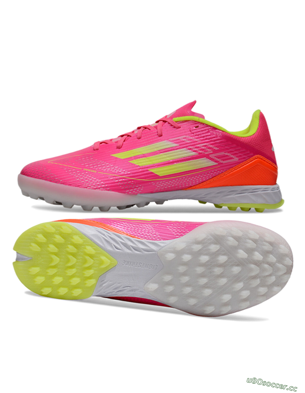 Unisex Adidas F50 Pro TF Artificial Turf Low-Tops Football Shoes - Pink/Yellow/White 1