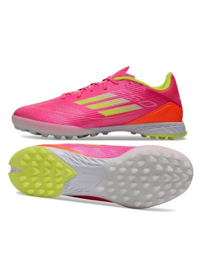 Unisex Adidas F50 Pro TF Artificial Turf Low-Tops Football Shoes - Pink/Yellow/White