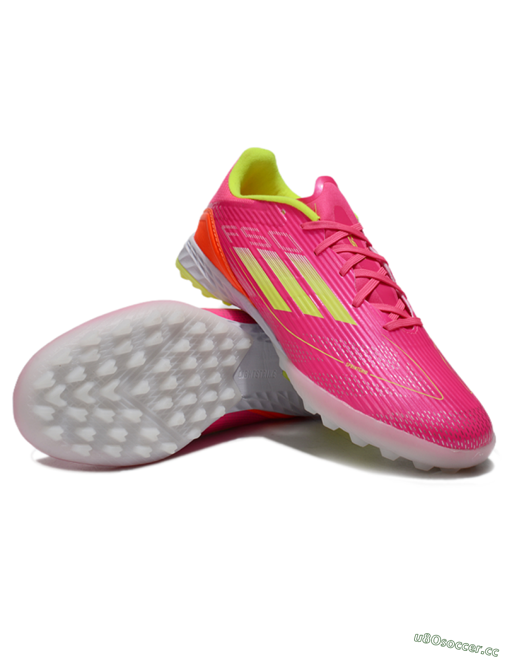 Unisex Adidas F50 Pro TF Artificial Turf Low-Tops Football Shoes - Pink/Yellow/White 3