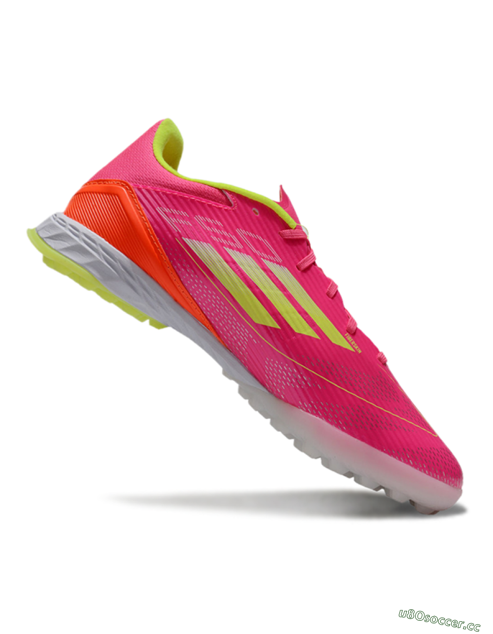 Unisex Adidas F50 Pro TF Artificial Turf Low-Tops Football Shoes - Pink/Yellow/White 4