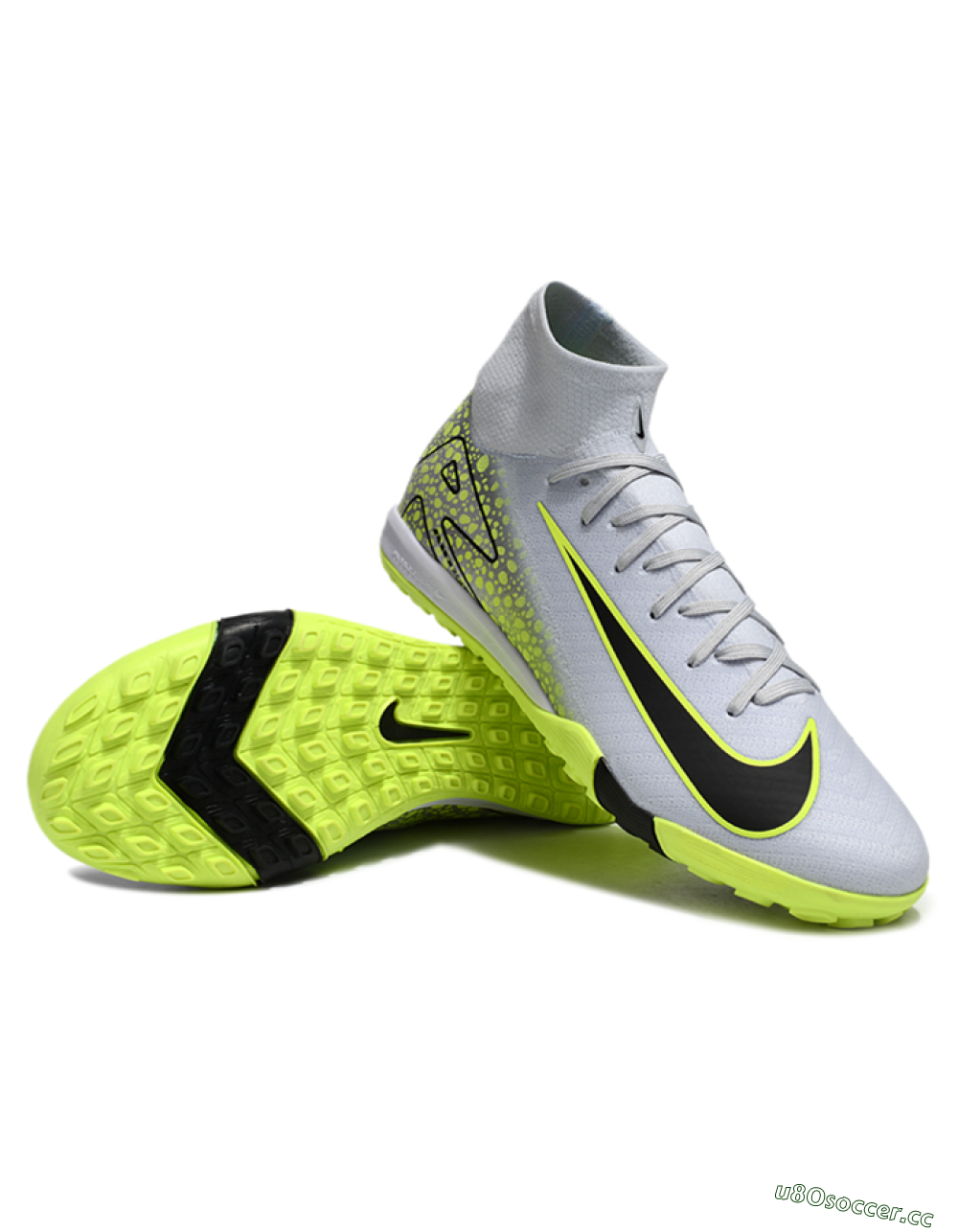 Unisex Nike Air Zoom Mercurial Superfly 10 Elite TF Artificial Turf High-Tops Football Shoes - Grey/Yellow/Black 3