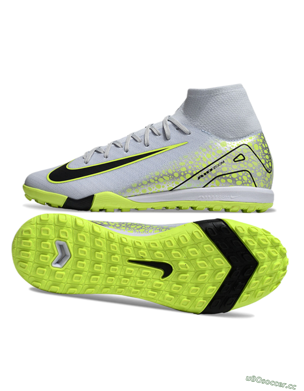 Unisex Nike Air Zoom Mercurial Superfly 10 Elite TF Artificial Turf High-Tops Football Shoes - Grey/Yellow/Black 1
