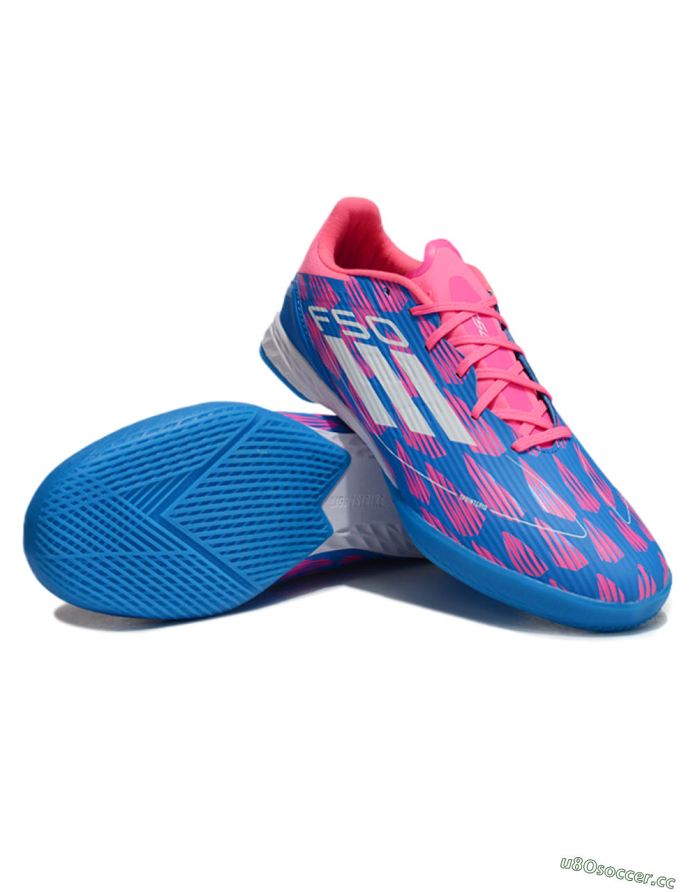 Unisex Adidas F50 Elite IC Indoor & Futsal Low-Tops Football Shoes - Blue/Pink/White 3