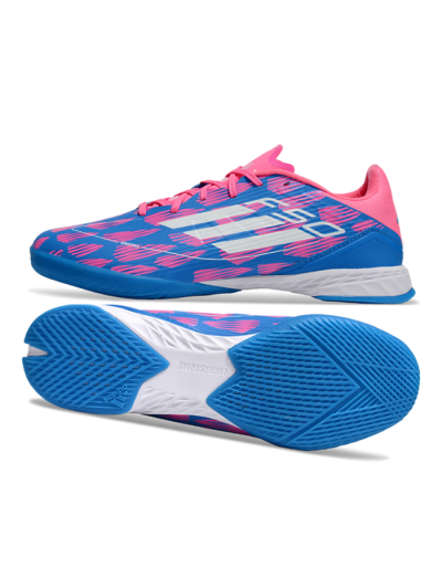 Unisex Adidas F50 Elite IC Indoor & Futsal Low-Tops Football Shoes - Blue/Pink/White
