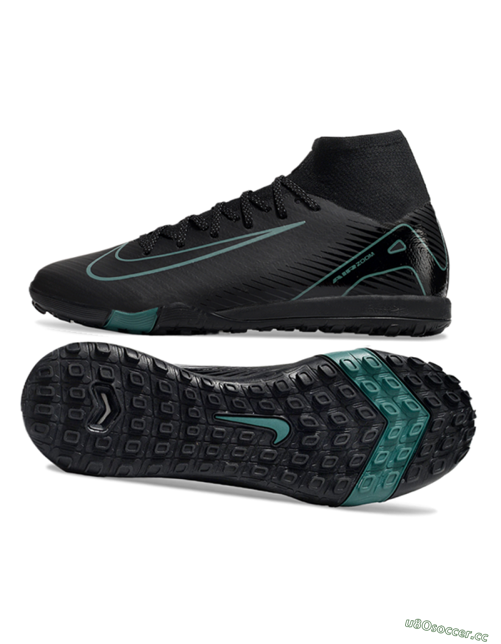 Unisex Nike Air Zoom Mercurial Superfly 10 Elite TF Artificial Turf High-Tops Football Shoes - Black/Green 1