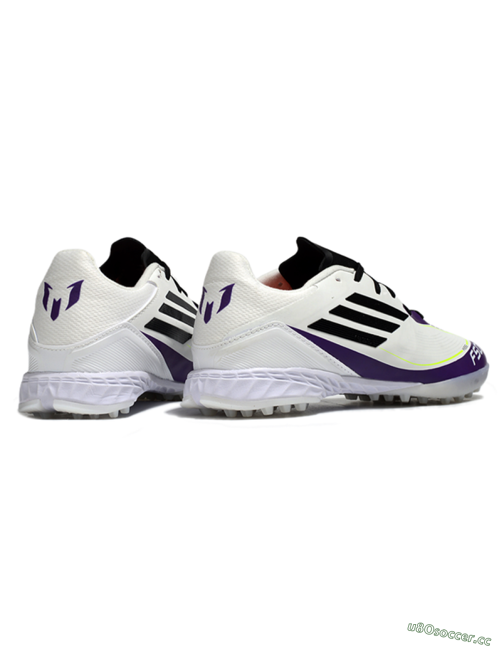 Unisex Messi x Adidas F50 Pro TF Artificial Turf Low-Tops Football Shoes - White/Black/Purple 6