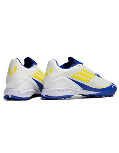 Unisex Messi x Adidas F50 Pro TF Artificial Turf Low-Tops Football Shoes - White/Yellow/Blue