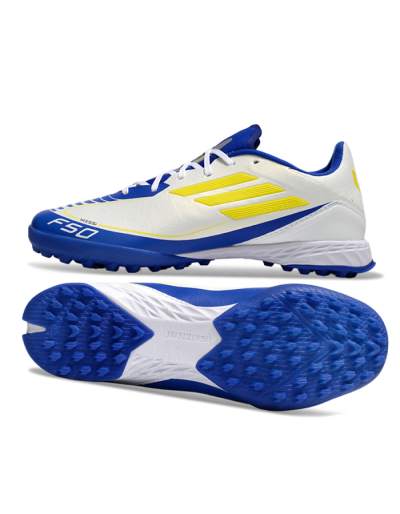 Unisex Messi x Adidas F50 Pro TF Artificial Turf Low-Tops Football Shoes - White/Yellow/Blue