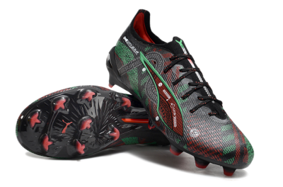 Men's Puma Ultra Ultimate FG Firm Ground Low-Tops Football Boots - Black/Red/Green
