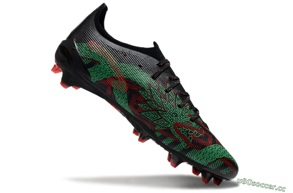 Men's Puma Ultra Ultimate FG Firm Ground Low-Tops Football Boots - Black/Red/Green 4