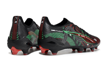 Men's Puma Ultra Ultimate FG Firm Ground Low-Tops Football Boots - Black/Red/Green