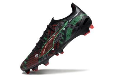 Men's Puma Ultra Ultimate FG Firm Ground Low-Tops Football Boots - Black/Red/Green