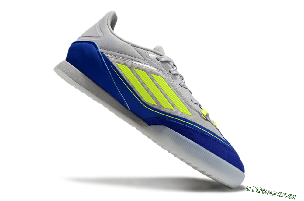 Men's Messi x Adidas F50 Elite IC Indoor & Futsal Low-Tops Football Shoes - Grey//Yellow/Blue 4
