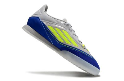 Men's Messi x Adidas F50 Elite IC Indoor & Futsal Low-Tops Football Shoes - Grey//Yellow/Blue