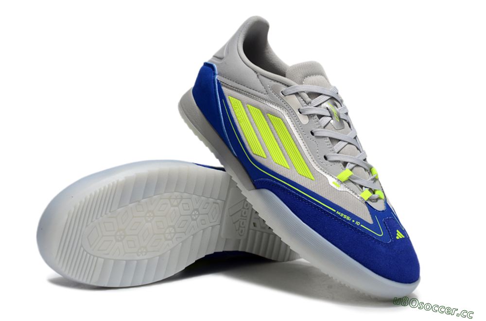 Men's Messi x Adidas F50 Elite IC Indoor & Futsal Low-Tops Football Shoes - Grey//Yellow/Blue 3
