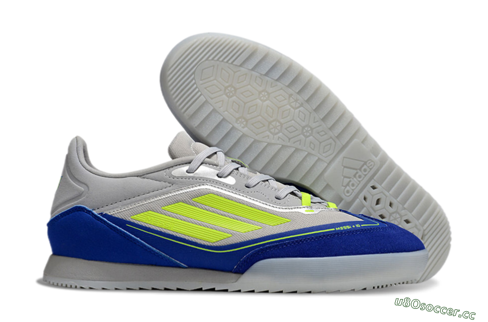 Men's Messi x Adidas F50 Elite IC Indoor & Futsal Low-Tops Football Shoes - Grey//Yellow/Blue 2