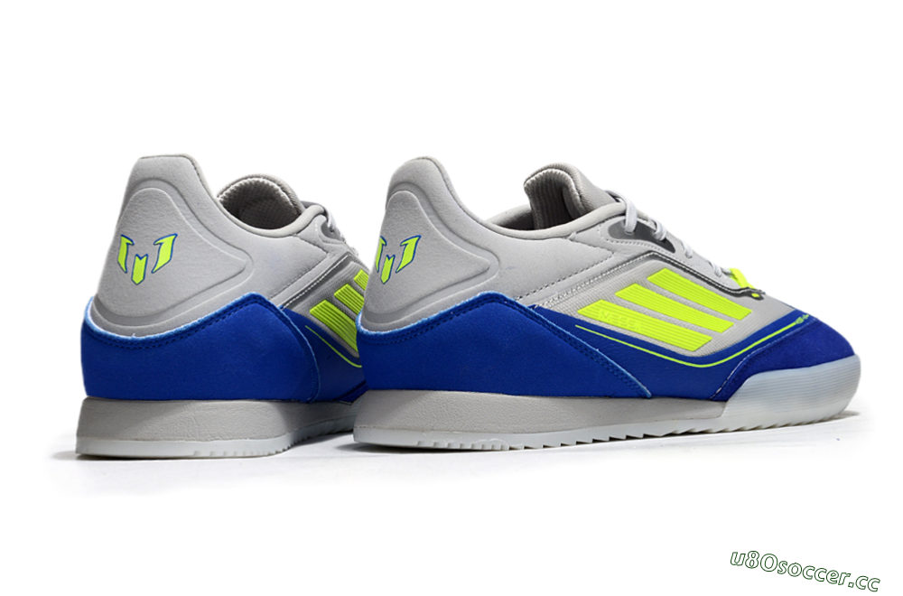 Men's Messi x Adidas F50 Elite IC Indoor & Futsal Low-Tops Football Shoes - Grey//Yellow/Blue 6