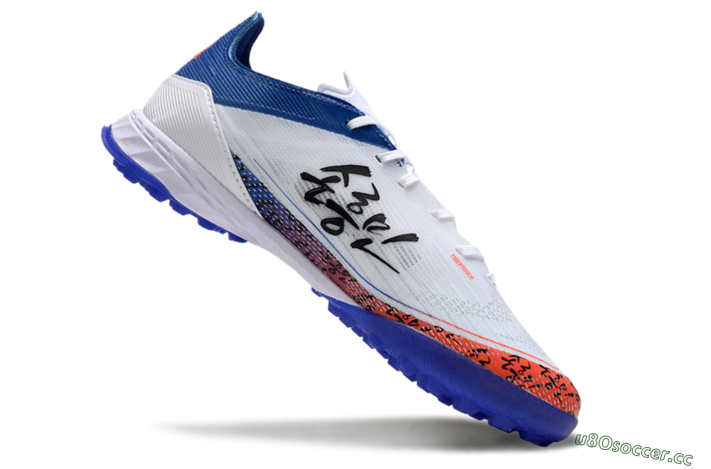 Men's Adidas F50 Pro TF Artificial Turf Low-Tops Football Shoes - White/Red/Blue 4