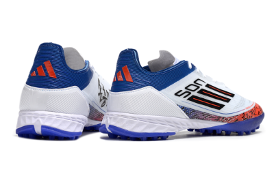 Men's Adidas F50 Pro TF Artificial Turf Low-Tops Football Shoes - White/Red/Blue