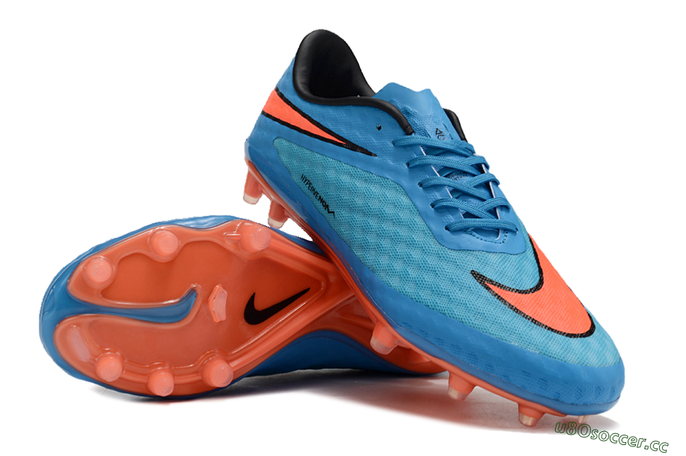 Men's Nike Hypervenom Phantom FG Firm Ground Low-Tops Football Boots - Blue/Red/Black 3
