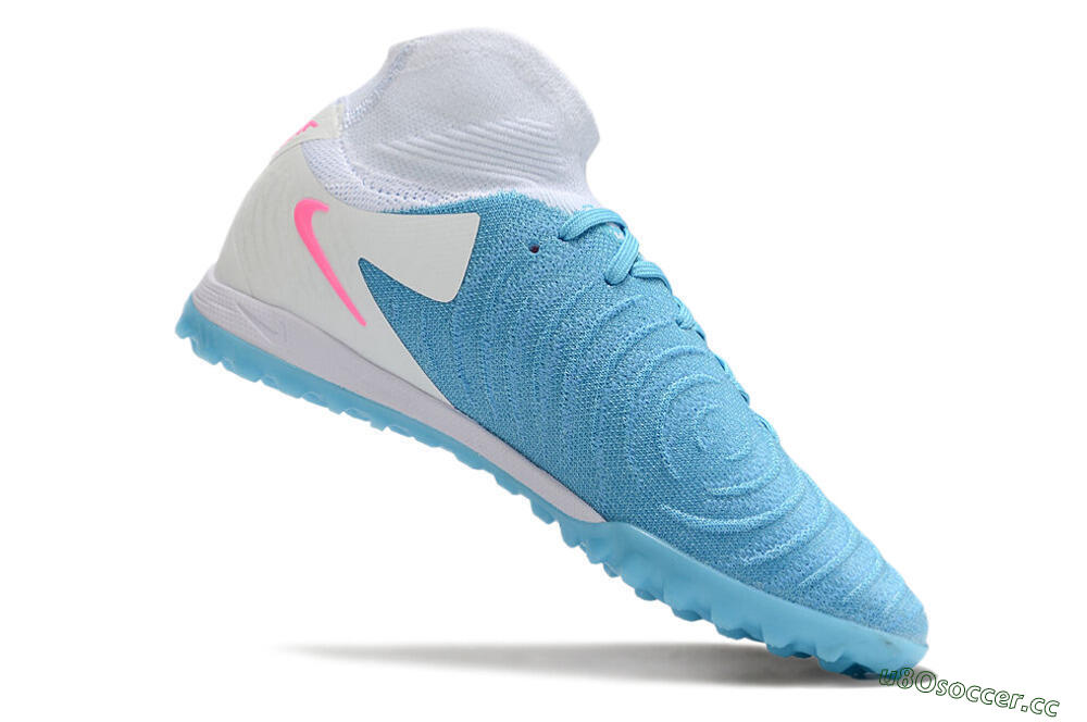 Men's Nike Phantom Luna Elite TF Artificial Turf High-Tops Football Shoes - Blue/White/Pink 4