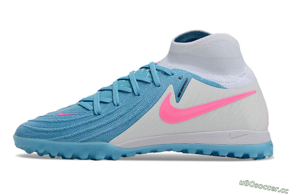 Men's Nike Phantom Luna Elite TF Artificial Turf High-Tops Football Shoes - Blue/White/Pink 0