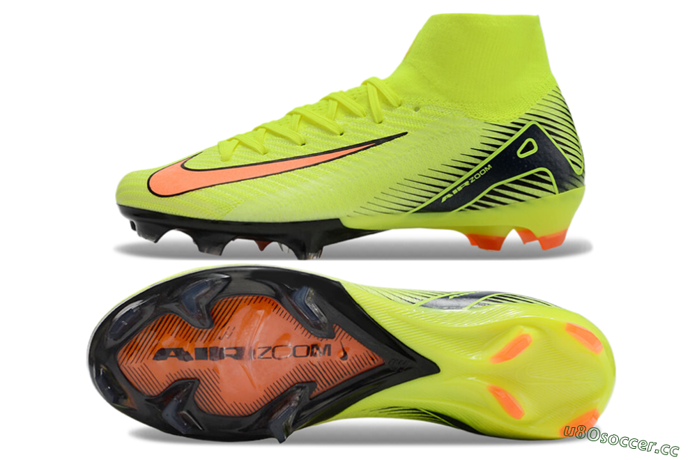 Unisex Nike Air Zoom Mercurial Superfly 10 Elite FG Firm Ground High-Tops Football Boots - Yellow/Red/Black 1