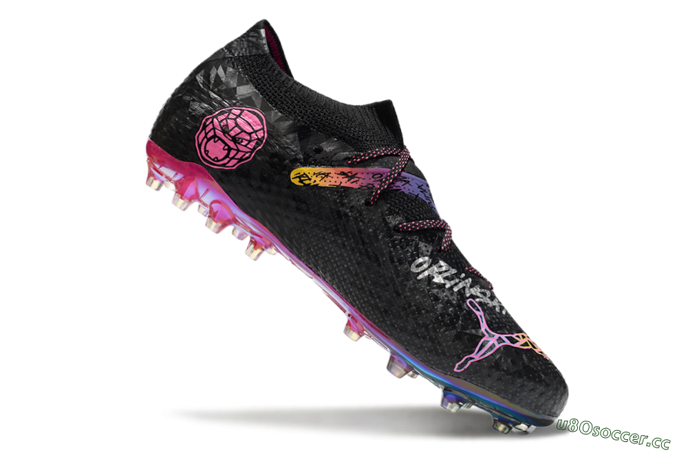 Men's Puma Future Ultimate MG Multi Ground Low-Tops Football Boots - Black/Pink/Yellow 4