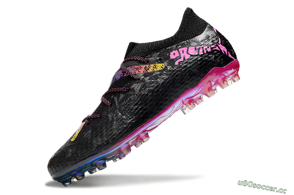 Men's Puma Future Ultimate MG Multi Ground Low-Tops Football Boots - Black/Pink/Yellow 5
