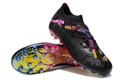 Men's Puma Future Ultimate MG Multi Ground Low-Tops Football Boots - Black/Pink/Yellow