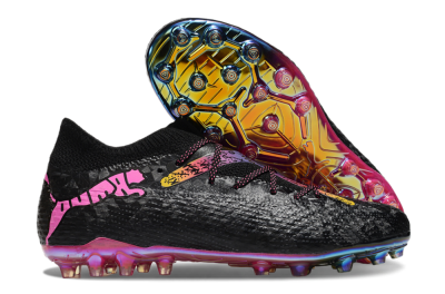 Men's Puma Future Ultimate MG Multi Ground Low-Tops Football Boots - Black/Pink/Yellow