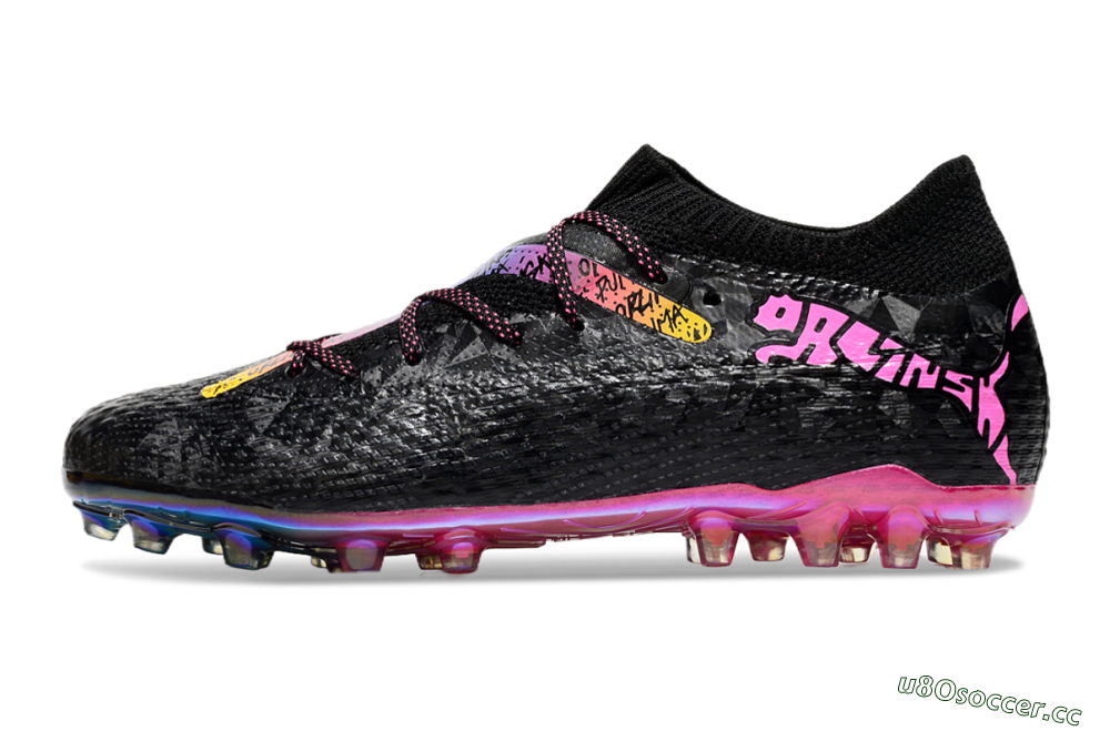 Men's Puma Future Ultimate MG Multi Ground Low-Tops Football Boots - Black/Pink/Yellow 0