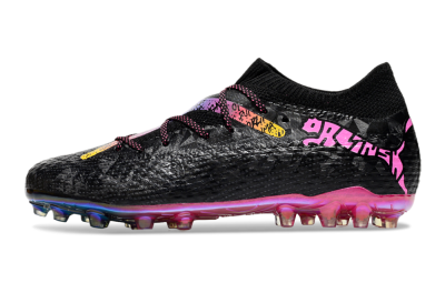 Men's Puma Future Ultimate MG Multi Ground Low-Tops Football Boots - Black/Pink/Yellow