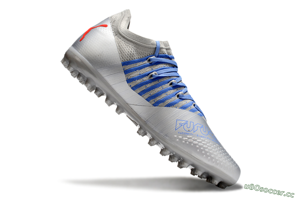 Men's Puma Future Ultimate MG Multi Ground Low-Tops Football Boots - Silver/Blue/Red 4